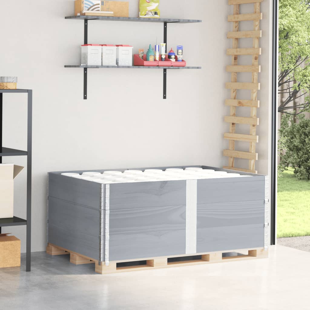 vidaXL Paletten-Aufsatzrahmen 3 Stk. Grau 150x100 cm Massivholz Kiefer