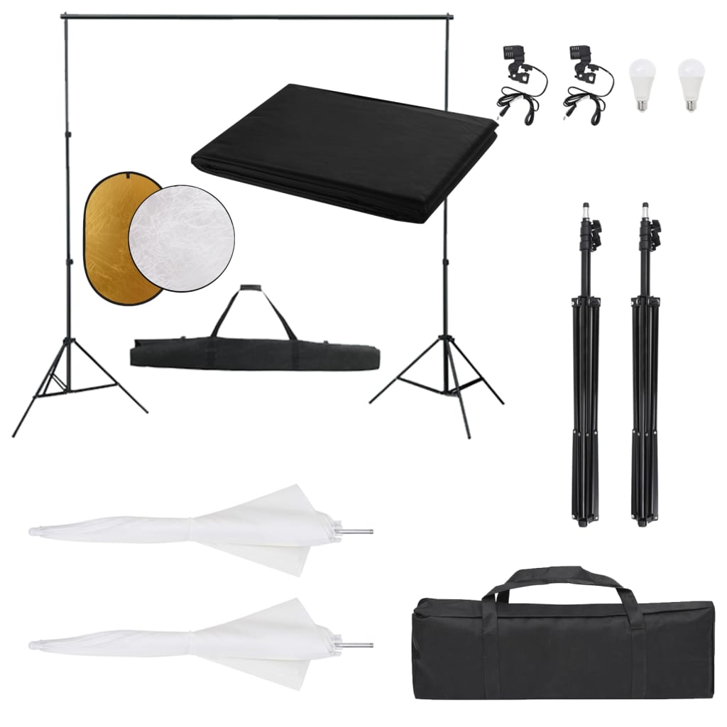 vidaXL Fotostudio-Set mit Beleuchtung, Hintergrund und Reflektor