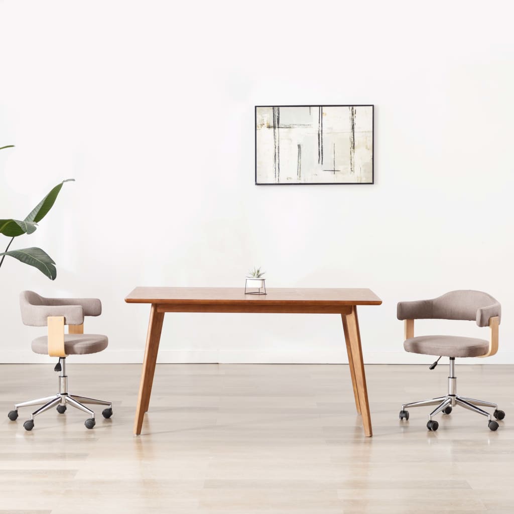 vidaXL Drehbare Esszimmerstühle 2 Stk. Taupe Bugholz und Stoff