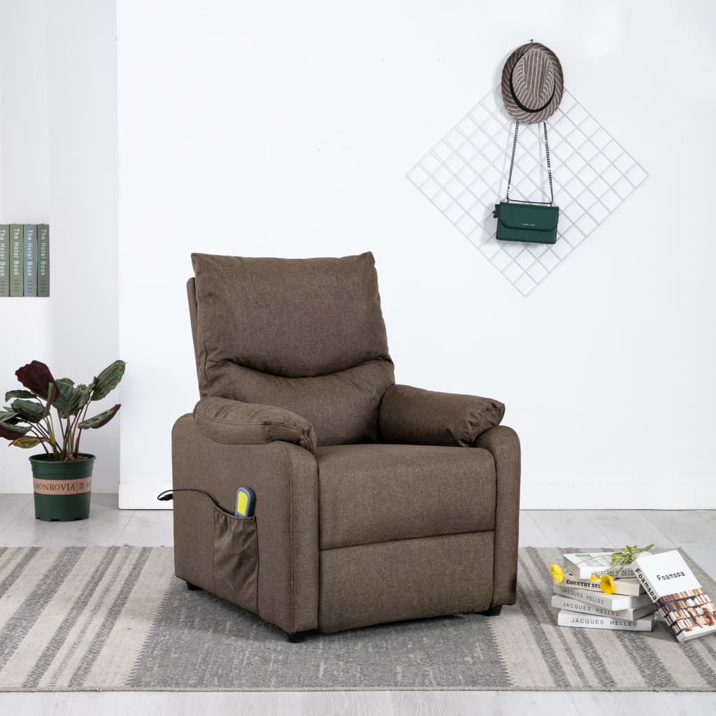 vidaXL Massagesessel Braun Stoff