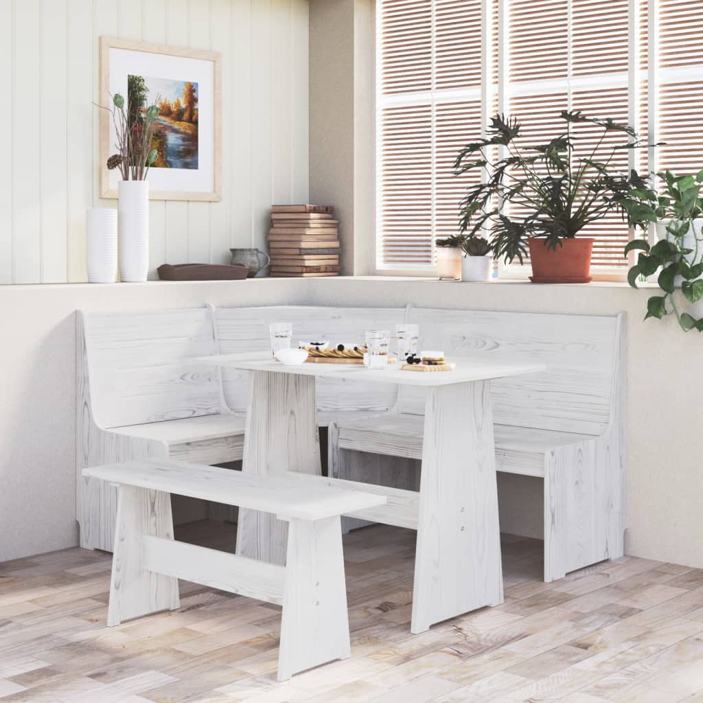vidaXL Eckbank 151 cm Weiß Massivholz Kiefer