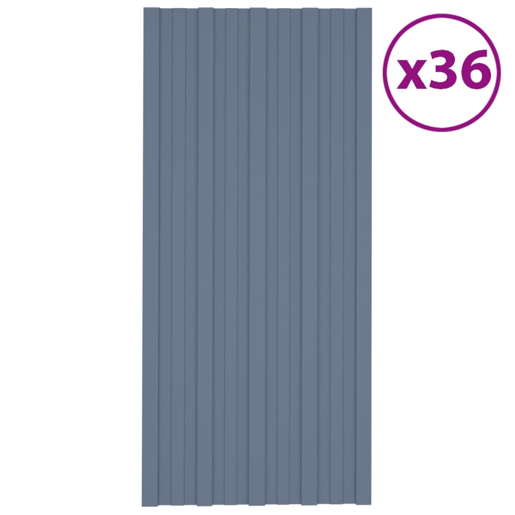 vidaXL Dachpaneele 36 Stk. Verzinkter Stahl Grau 100x45 cm
