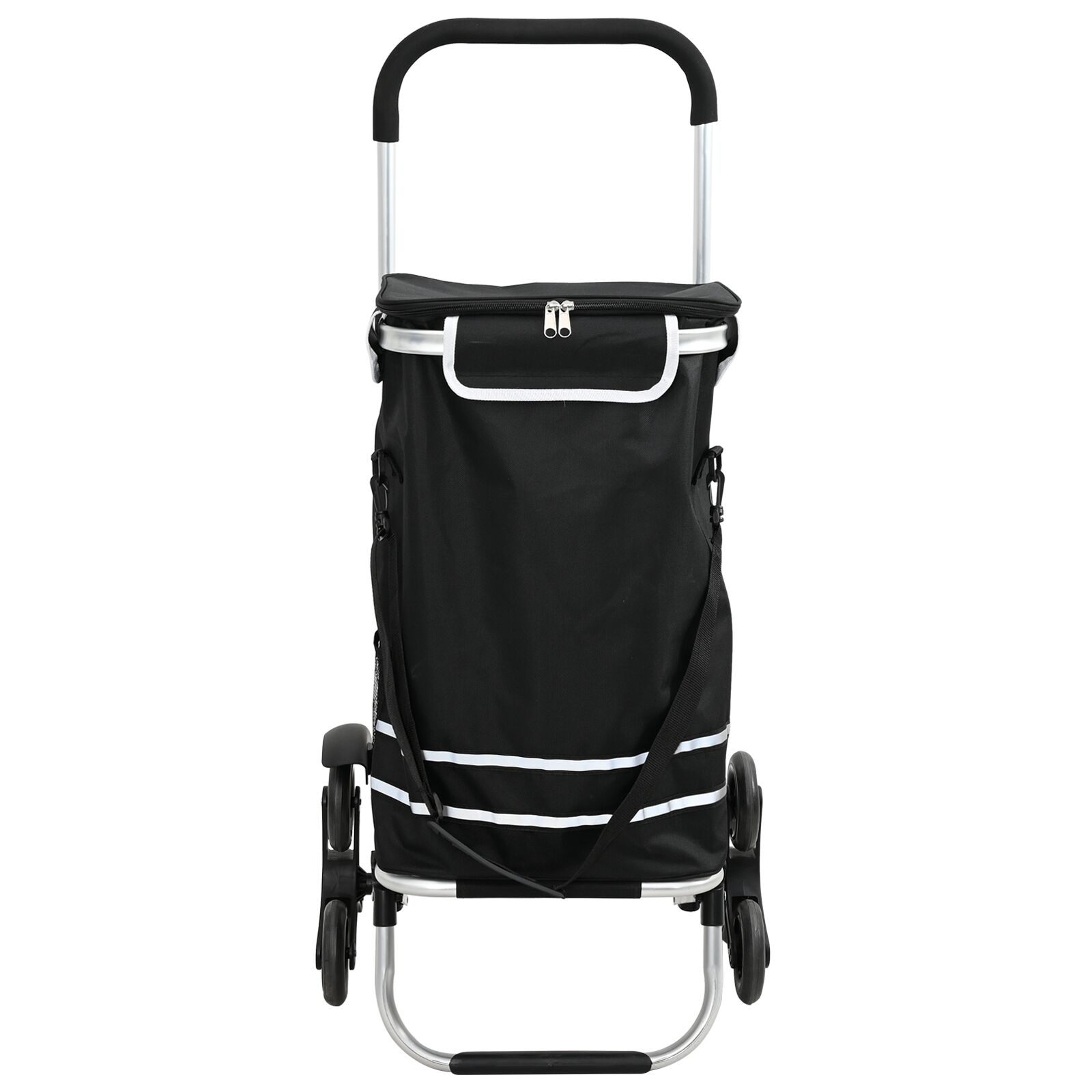 vidaXL Einkaufswagen mit Treppensteiger Schwarz 40 L