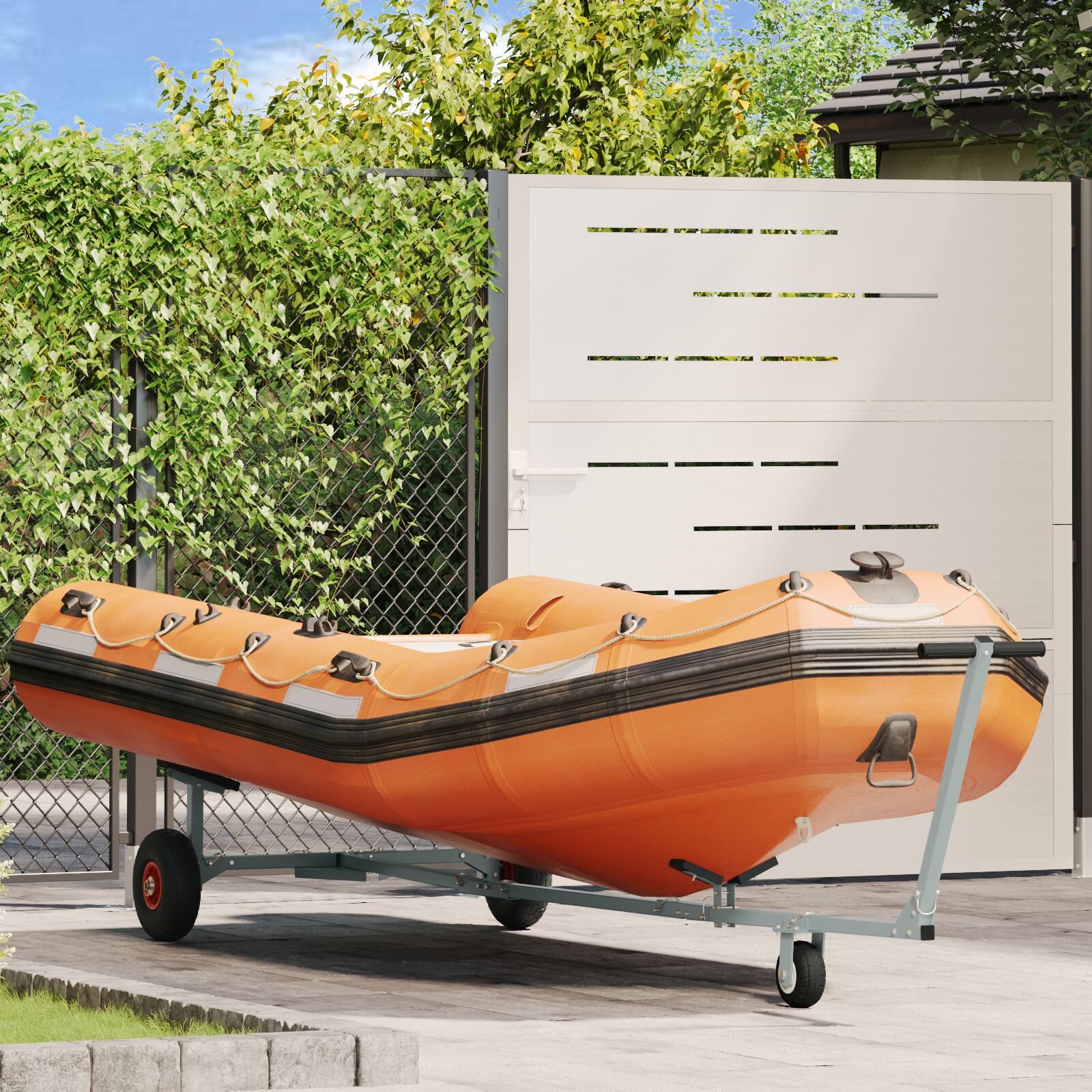 vidaXL Boot-Anhänger mit 3 Rädern, faltbar und verstellbar, 160 kg aus Stahl