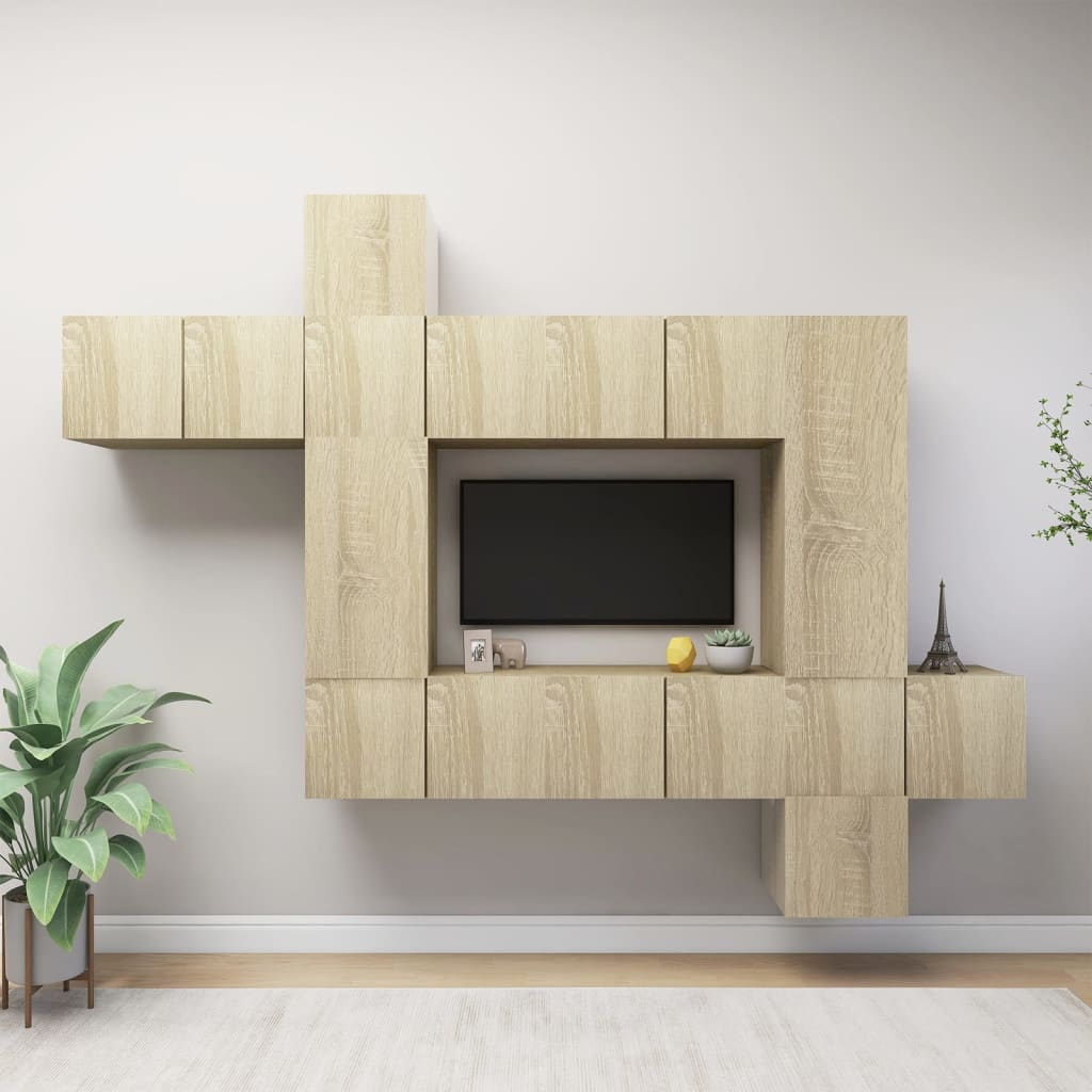 vidaXL 10-tlg. TV-Schrank-Set Sonoma-Eiche Holzwerkstoff