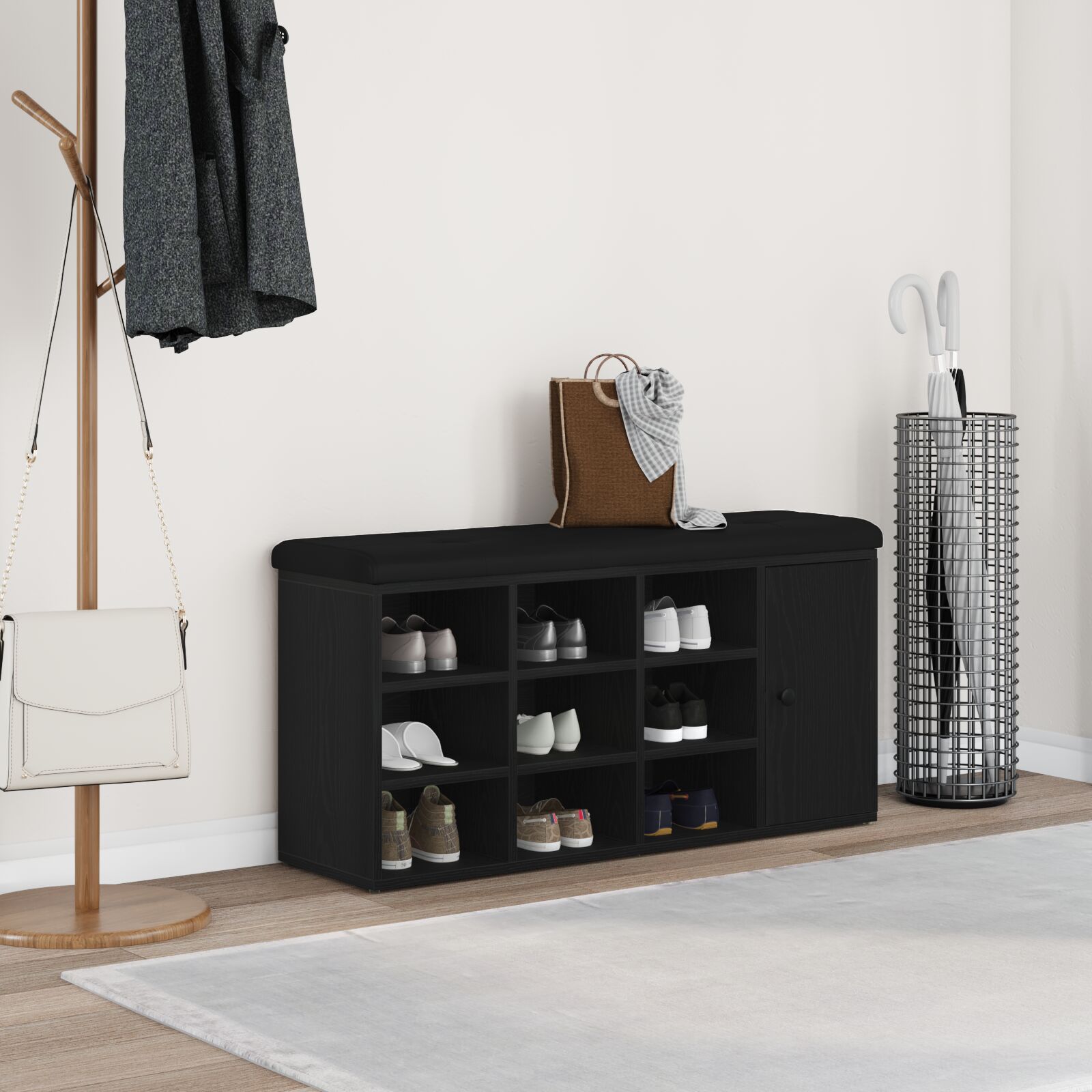 vidaXL Aufbewahrungsbank Schwarze Eiche 100x30x48 cm Ingenieurholz
