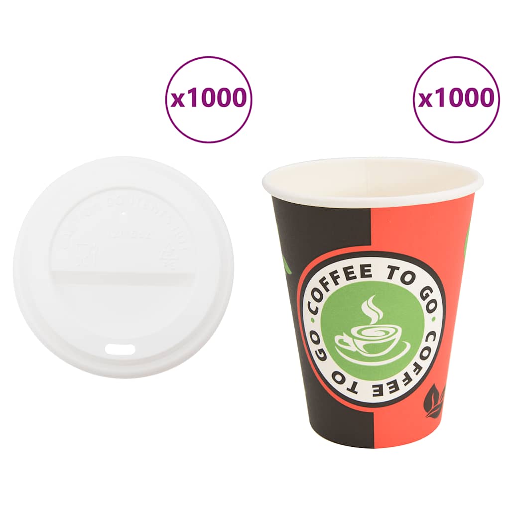 vidaXL Pappbecher mit Deckeln 1000 Stk. 4oz 100ml