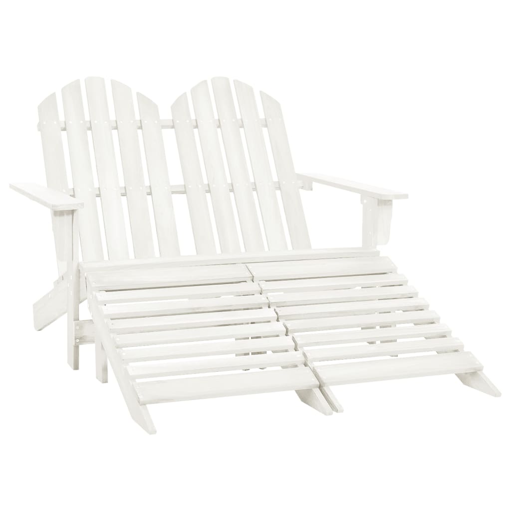 vidaXL 2-Sitzer Adirondack-Gartenbank mit Fußstütze Tannenholz Weiß