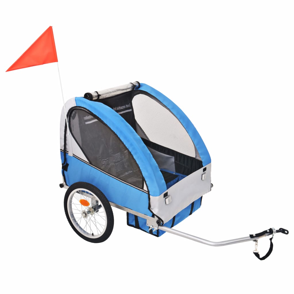 vidaXL Fahrradanhänger Grau und Blau 30 kg