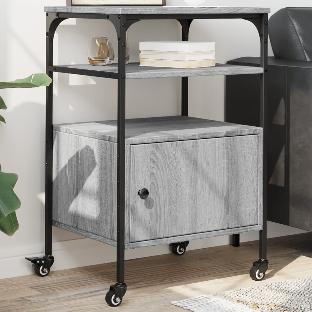 vidaXL Druckerständer 3 Ablagen Grau Sonoma 50x40x76 cm Holzwerkstoff