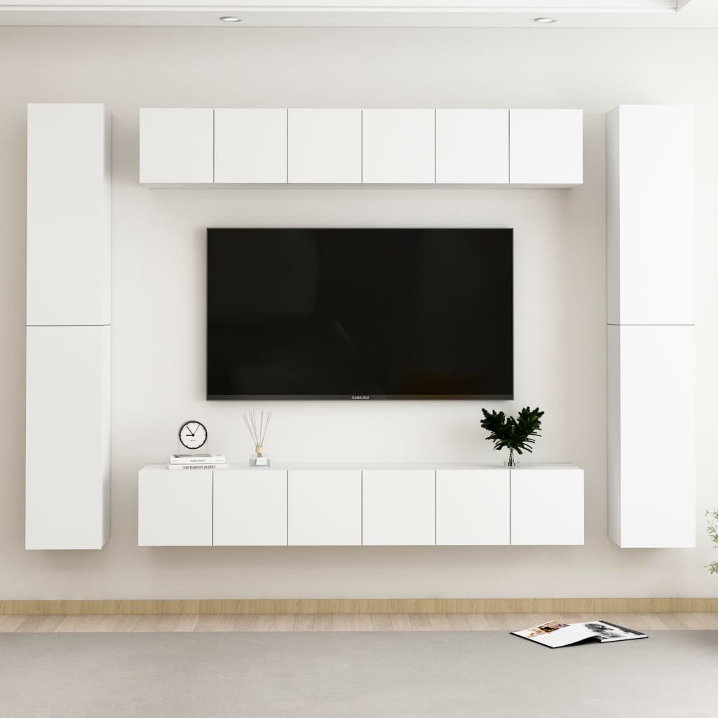 vidaXL 10-tlg. TV-Schrank-Set Weiß Holzwerkstoff