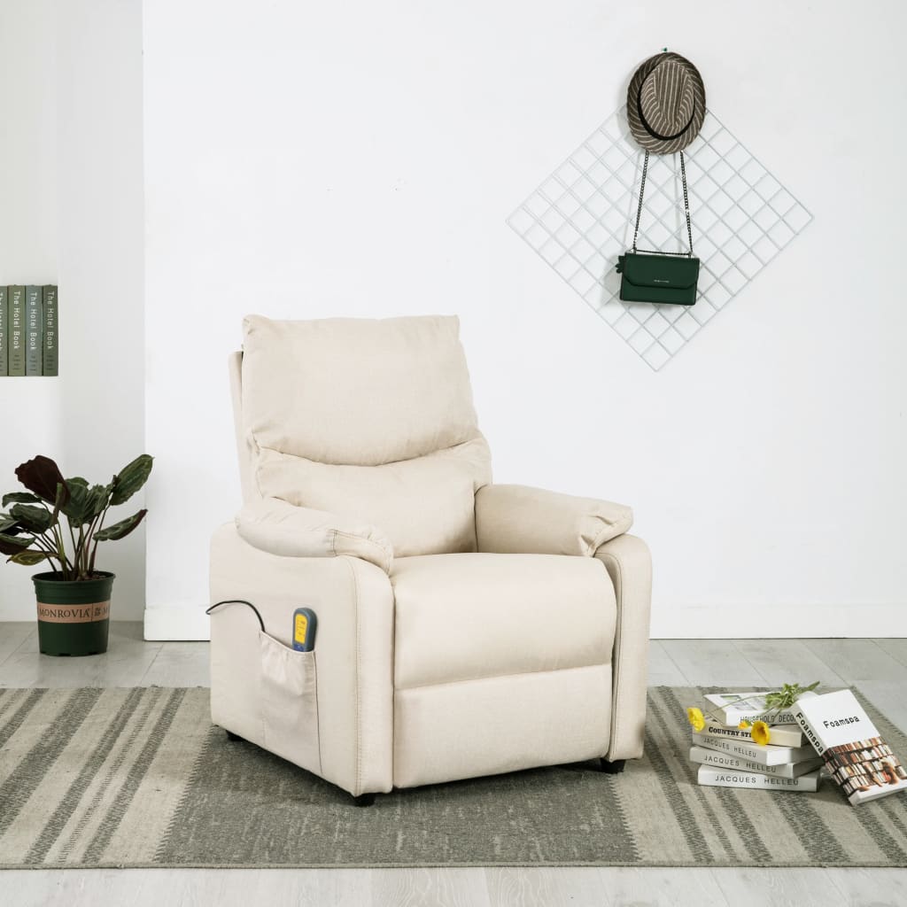 vidaXL Massagesessel Creme Stoff