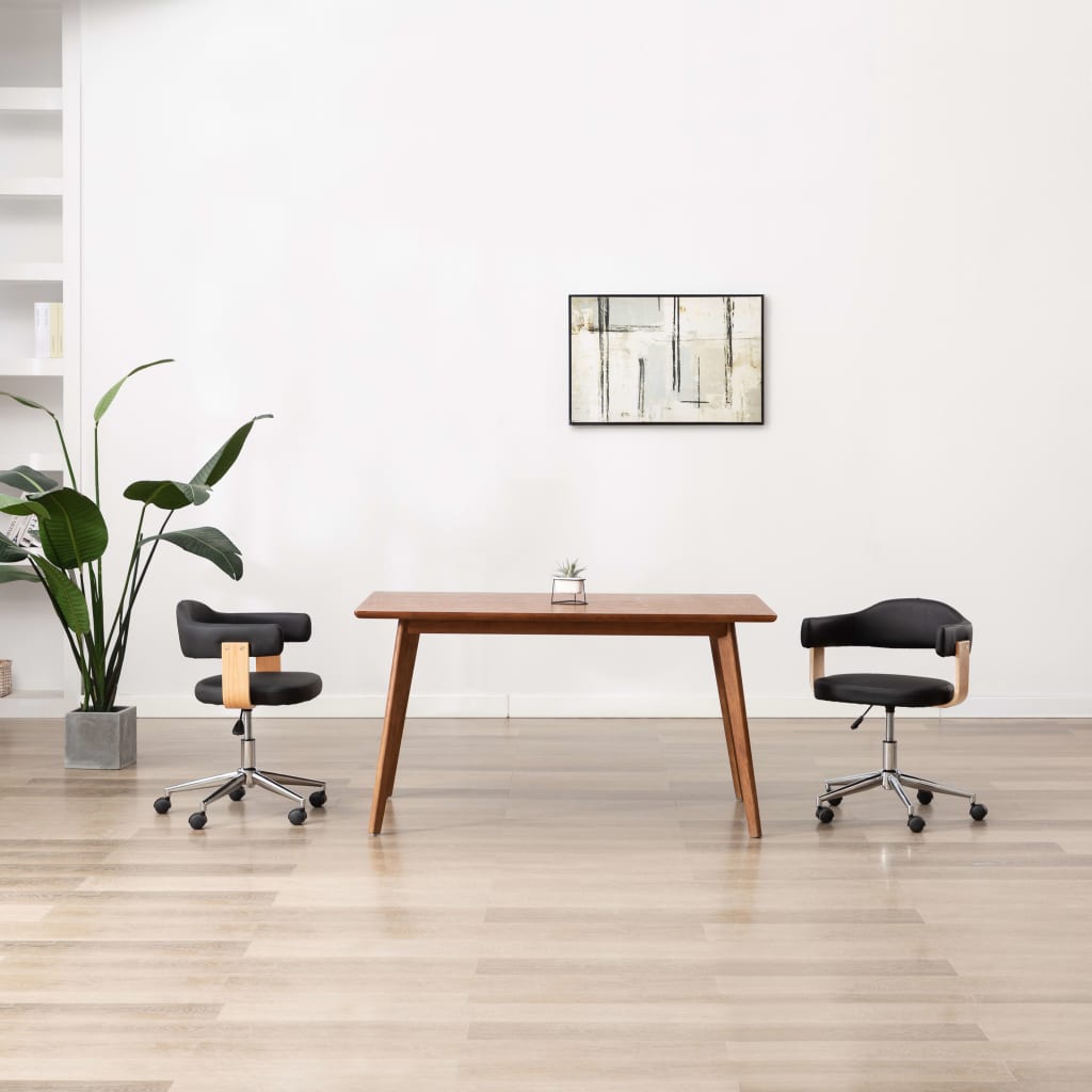 vidaXL Drehbare Esszimmerstühle 2 Stk. Schwarz Kunstleder