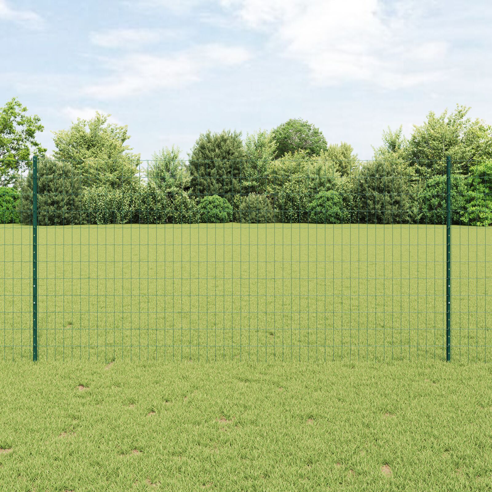 vidaXL Euro-Zaun Set 2er Set Grün Pulverbeschichteter Stahl 25 x 1,2 m