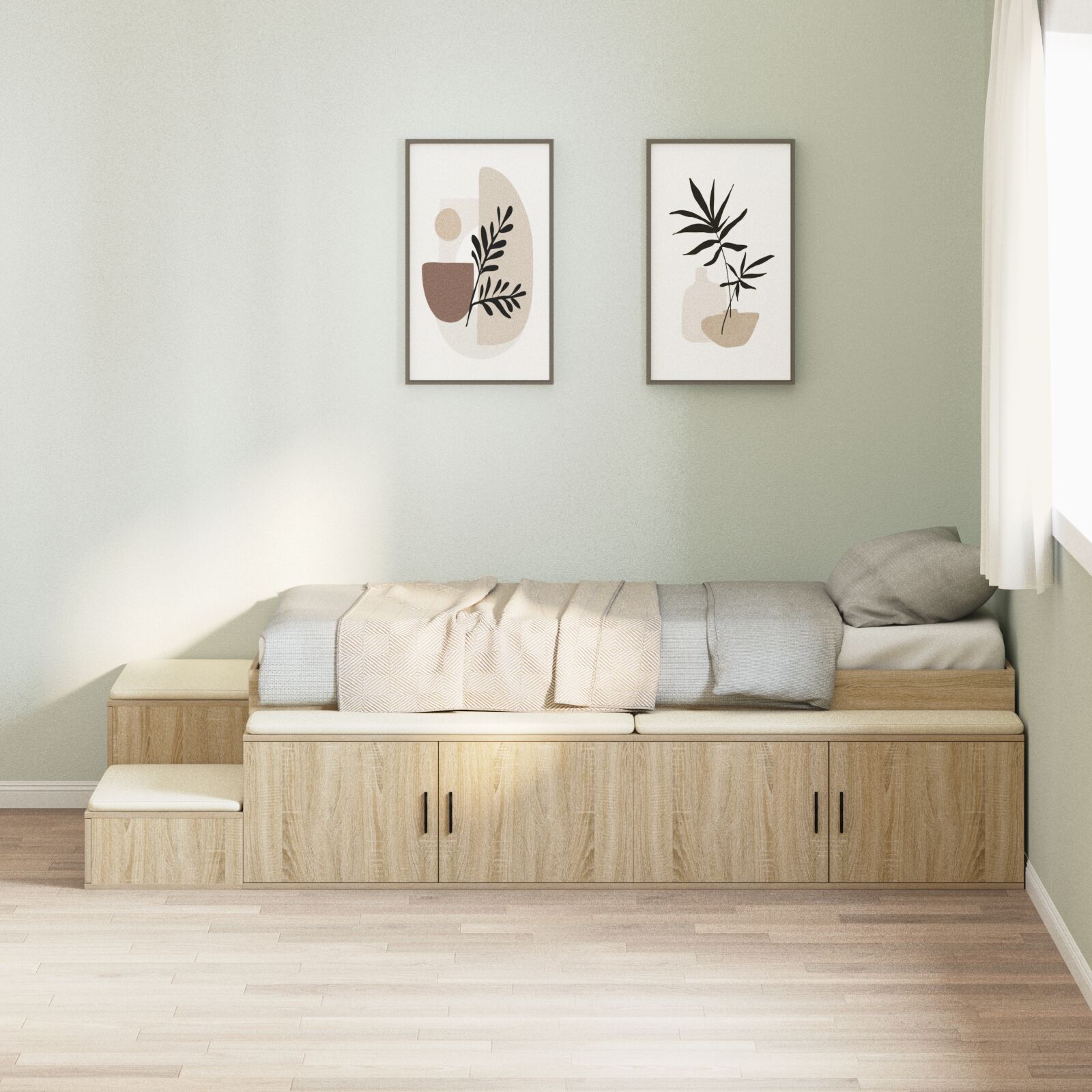 vidaXL Aufbewahrungsbettgestell Sonoma Eiche 75x190 cm