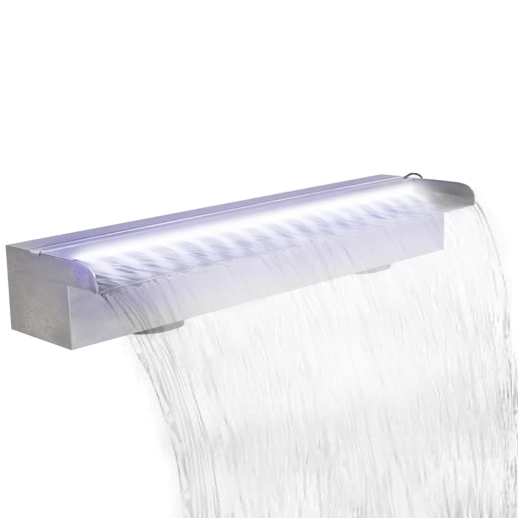 vidaXL Pool-Wasserfall Fontäne mit LEDs Rechteckig Edelstahl 60 cm