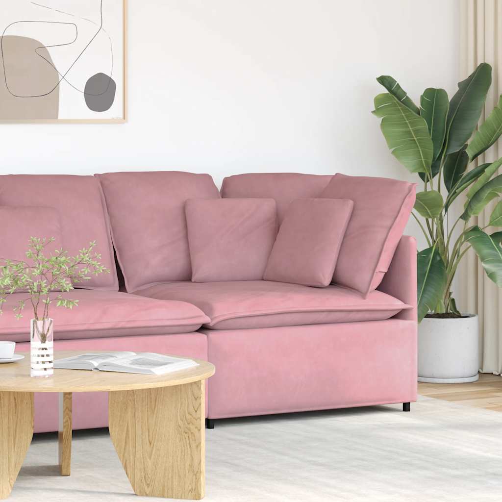 vidaXL Modulares Sofa Eckmodul mit Kissen Rosa 100 cm