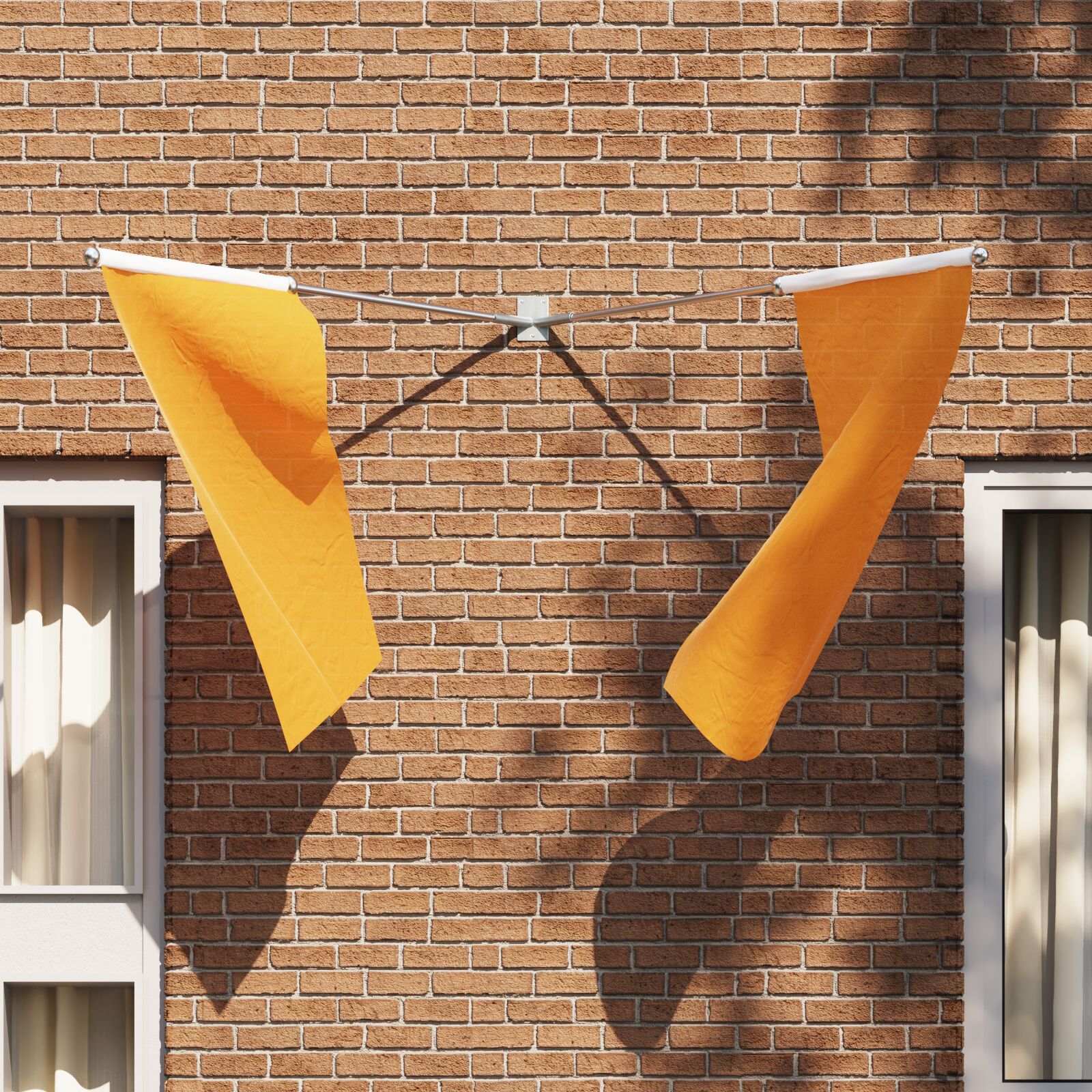 vidaXL Flaggenmast-Halter für 2 Flaggen zur Wandmontage, silber, Stahl