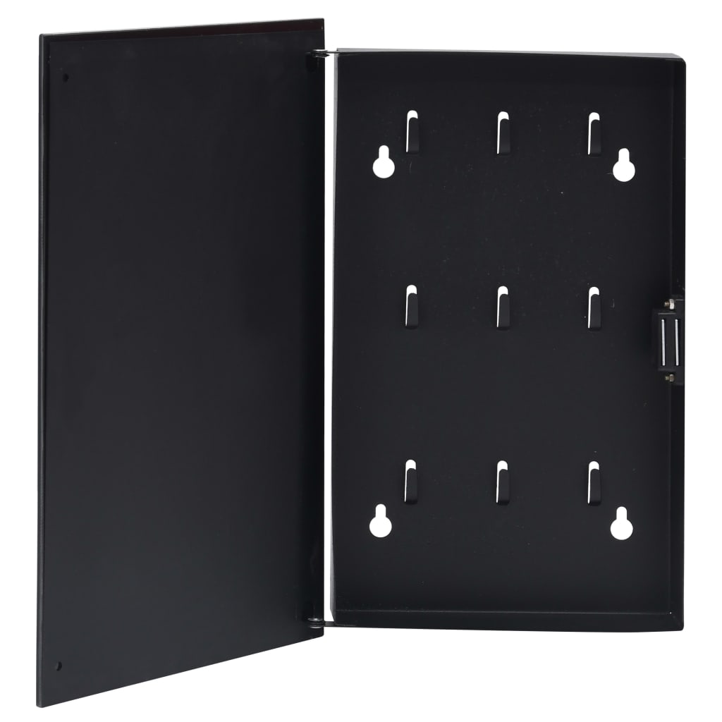 vidaXL Schlüsselkasten mit Magnettafel Schwarz 30x20x5,5 cm