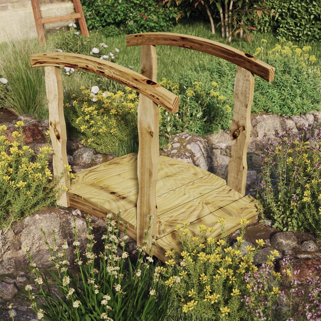 vidaXL Gartenbrücke mit Schiene imprägniert Massivholz Kiefer