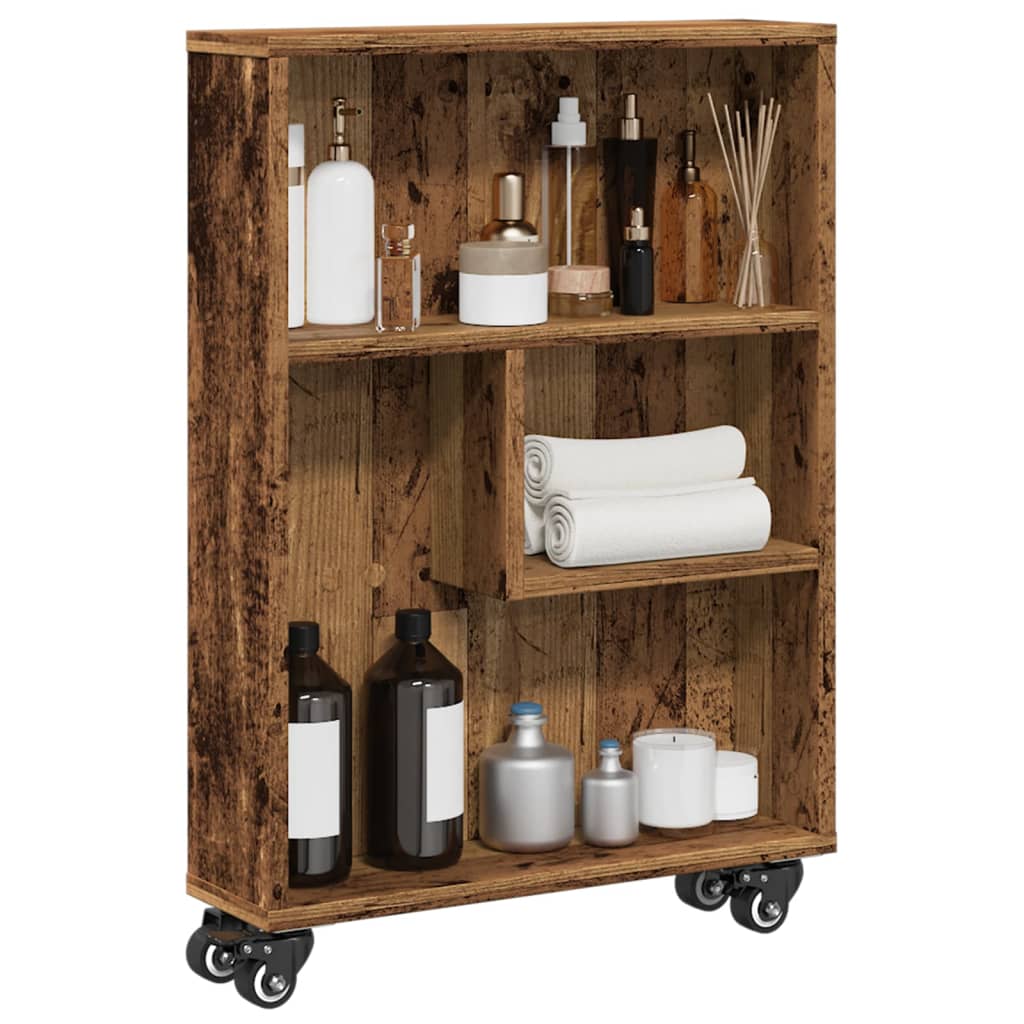vidaXL Aufbewahrungswagen Schmal Altholz-Optik 48x13x68 Holzwerkstoff