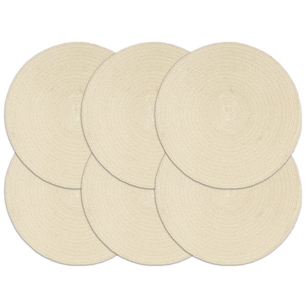 vidaXL Tischsets 6 Stk. Natur 38 cm Rund Baumwolle 