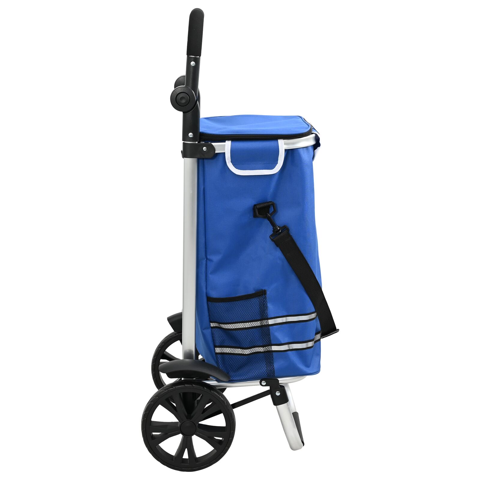 vidaXL Einkaufswagen mit Rädern und verstellbarem Griff Blau 40 L