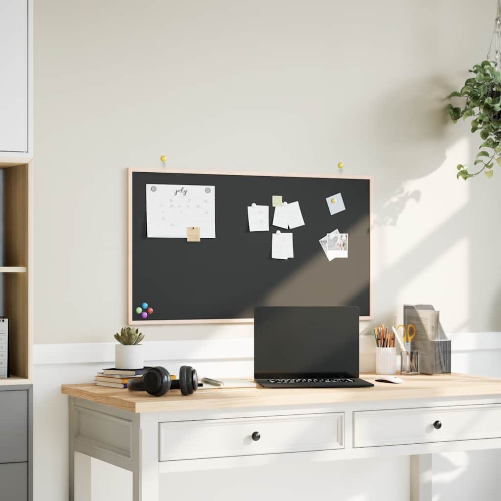 vidaXL Kreidetafel mit massivem Kiefernholzrahmen Schwarz 100x55 cm