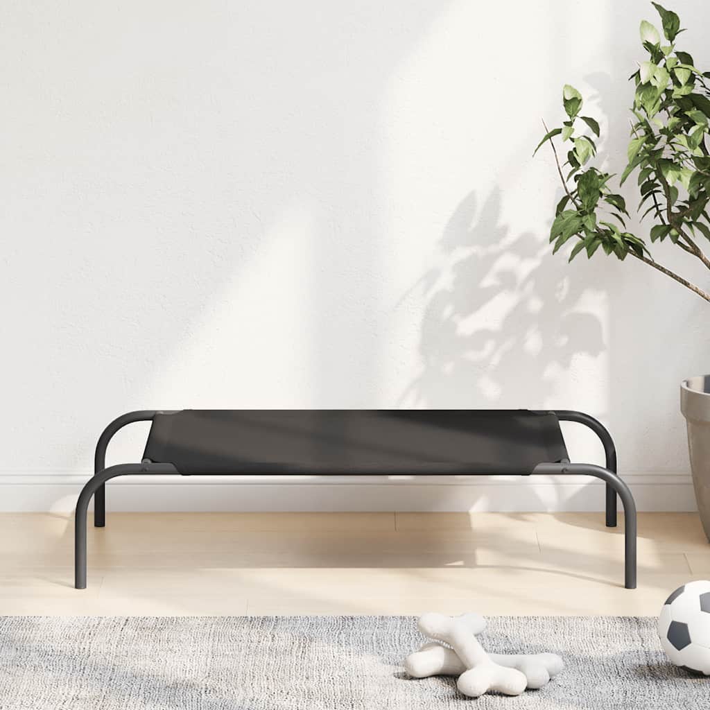 vidaXL Hundebett Erhöht Schwarz 90x50x20 cm Oxford-Gewebe und Stahl