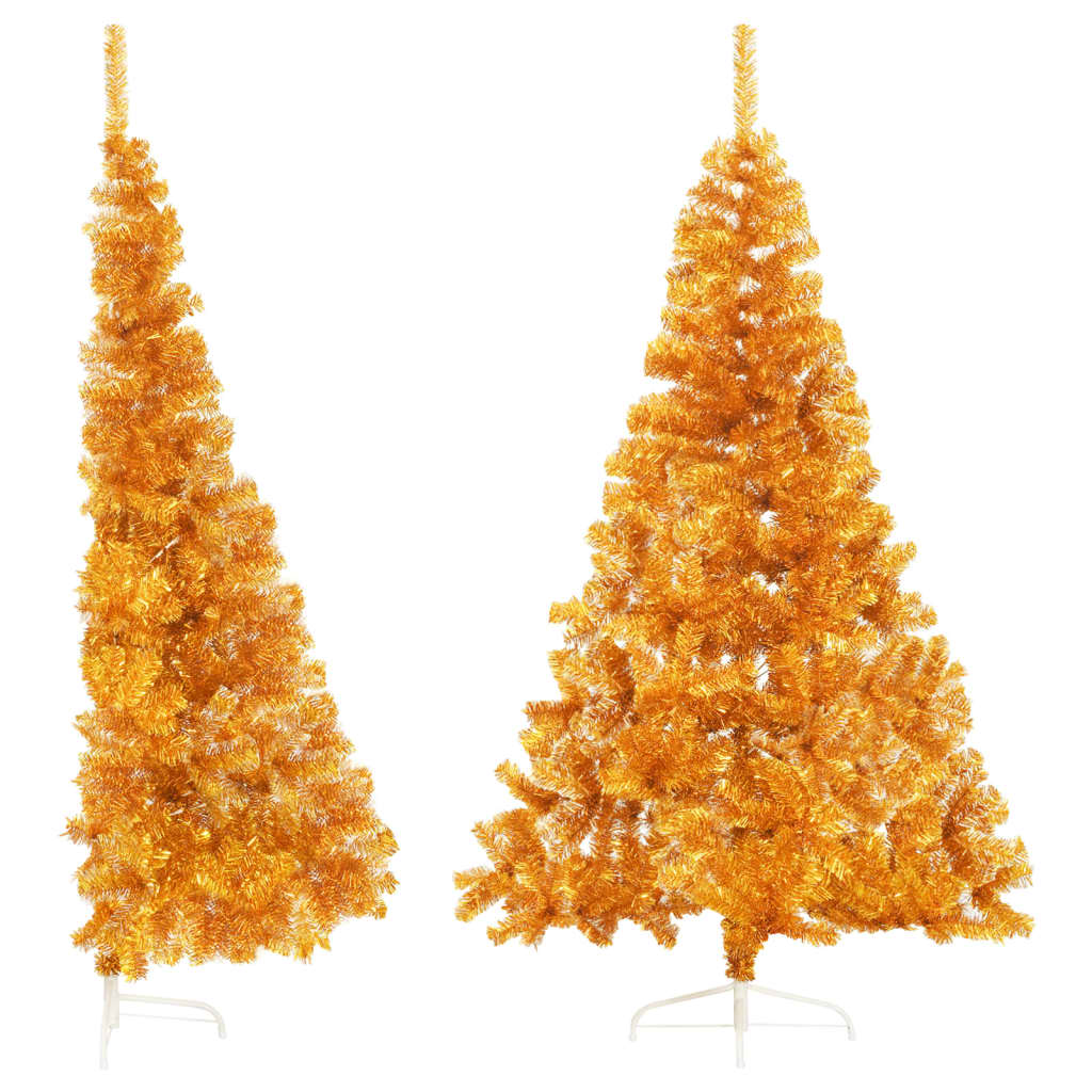 vidaXL Künstlicher Halb-Weihnachtsbaum mit Ständer Gold 180 cm PET