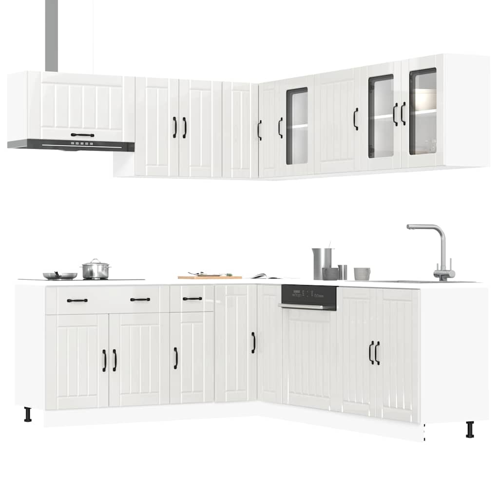vidaXL 11-tlg. Küchenschrank-Set Lucca Hochglanz-Weiß Holzwerkstoff