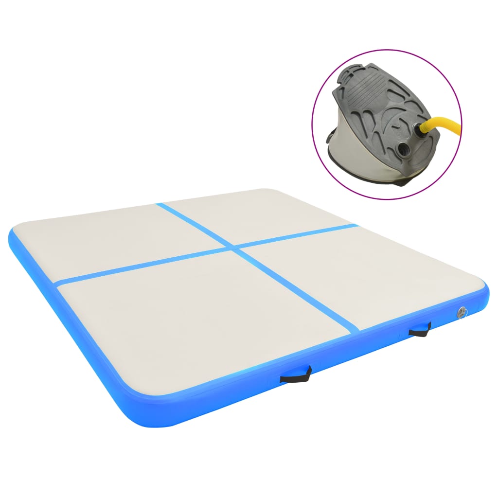 vidaXL Aufblasbare Gymnastikmatte mit Pumpe 200x200x10 cm PVC Blau