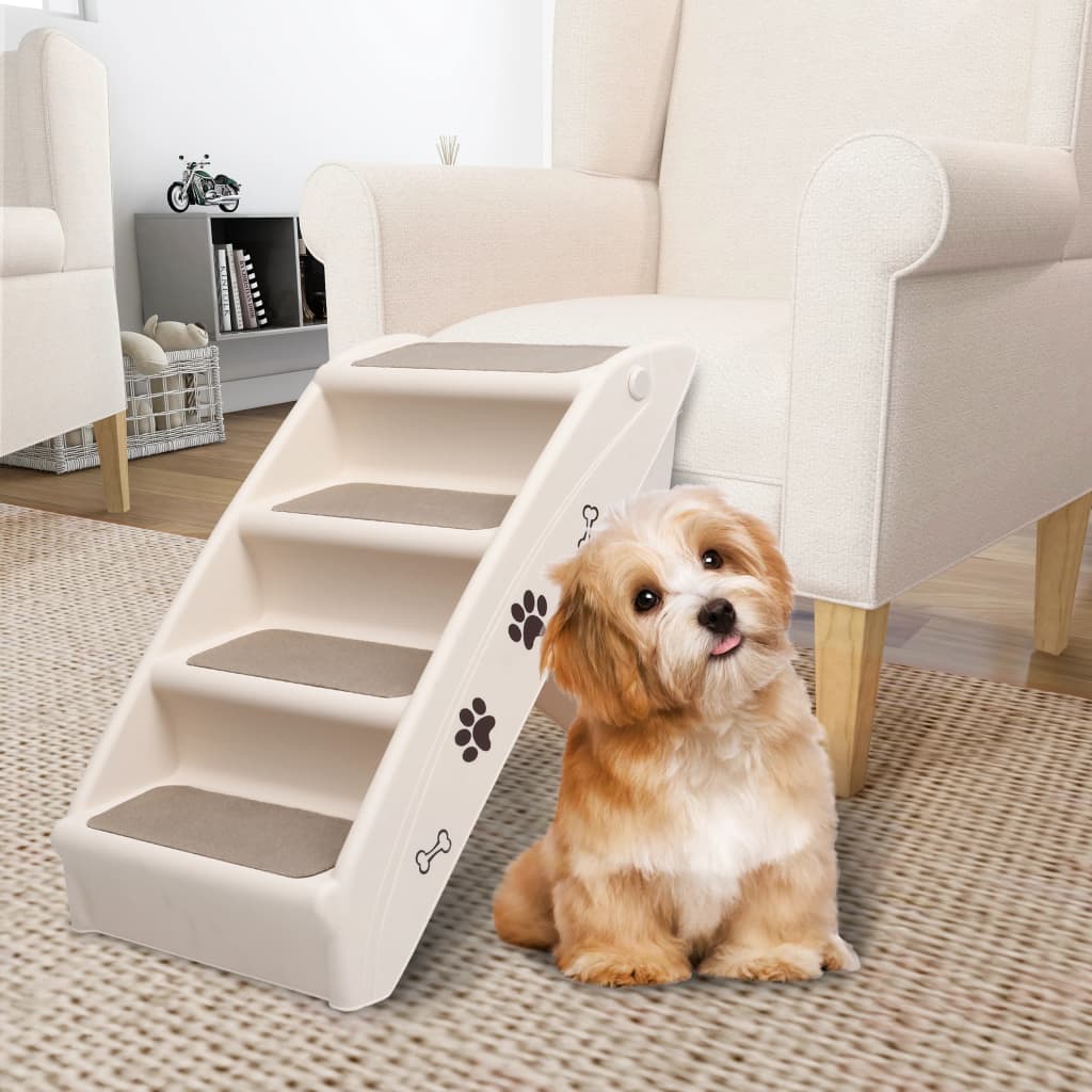 vidaXL Hundetreppe Klappbar Creme 62x40x49,5 cm 