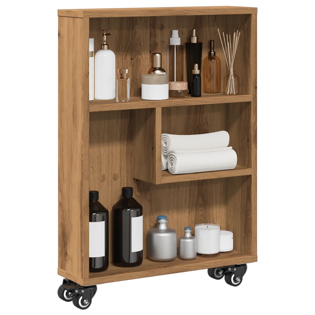vidaXL Aufbewahrungswagen Schmal Artisan-Eiche 48x13x68 Holzwerkstoff