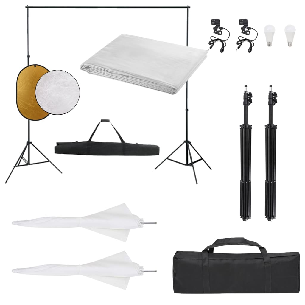 vidaXL Fotostudio-Set mit Beleuchtung, Hintergrund und Reflektor