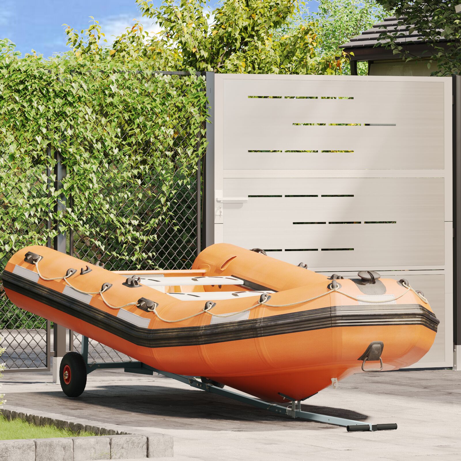 vidaXL Bootstrailer mit 2 Rädern, klappbar und verstellbar, 160 kg, aus Stahl