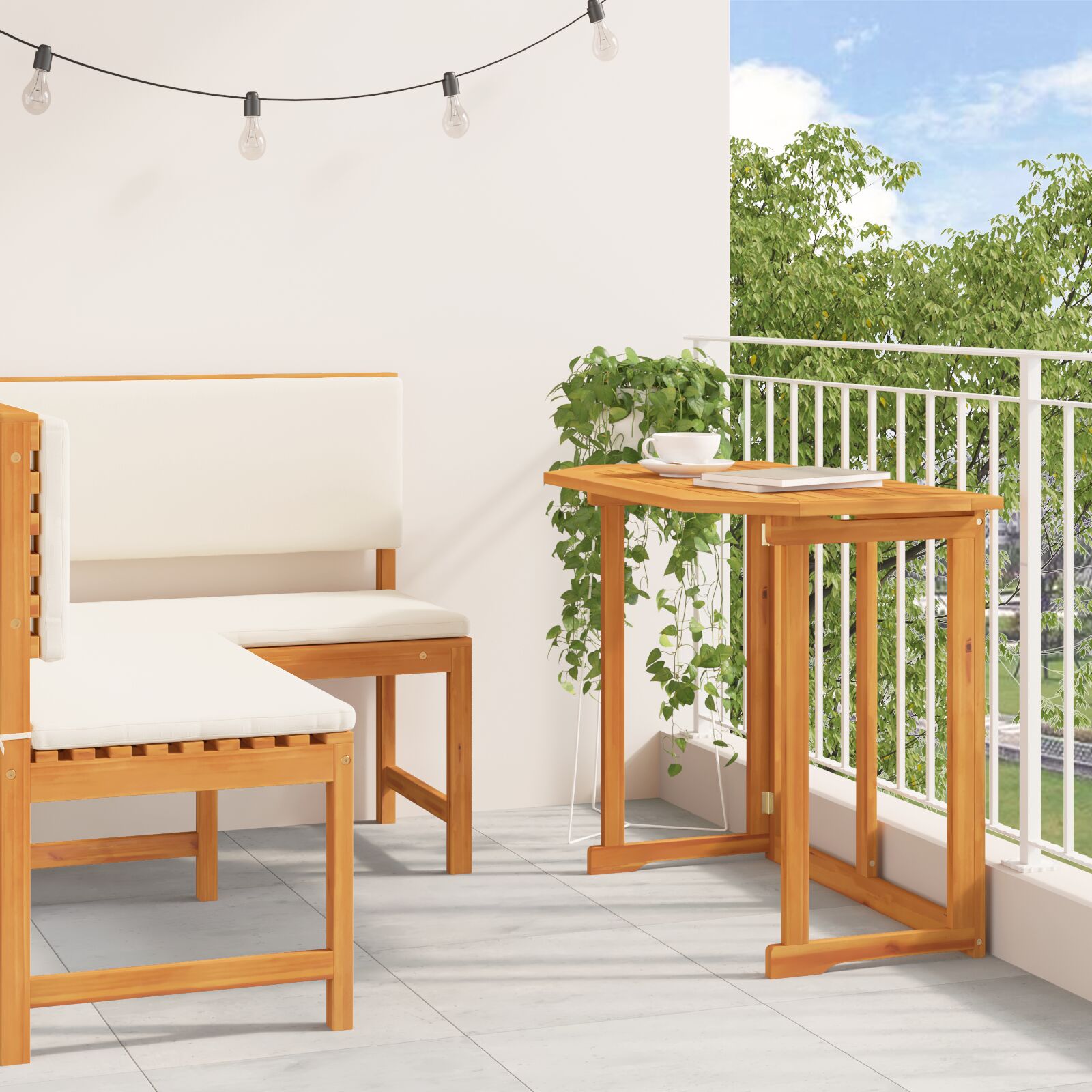 vidaXL 2-teiliges Garten-Esszimmer-Set mit Kissen aus massivem Akazienholz