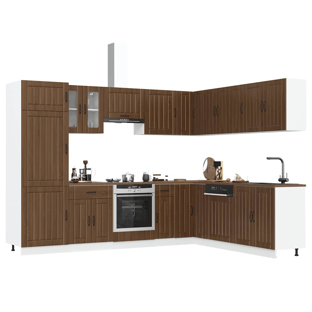 vidaXL 14tlg. Küchenschrank-Set Lucca Braun Eichen-Optik Holzwerkstoff
