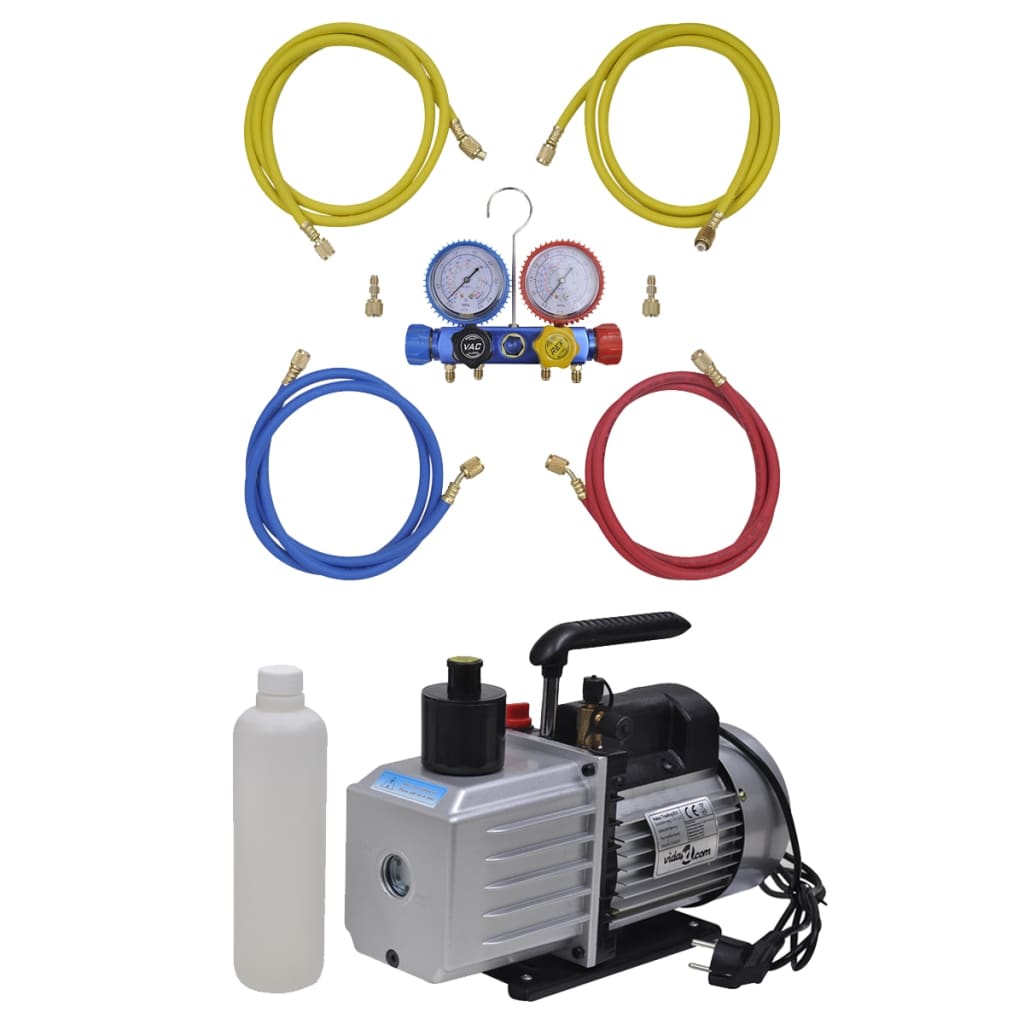 vidaXL Vakuumpumpe 100 L/min 4-Wege-Verteiler-Manometer Klimaanlagen