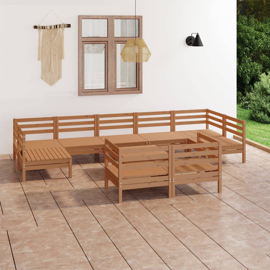 vidaXL 10-tlg. Garten-Lounge-Set Honigbraun Massivholz Kiefer