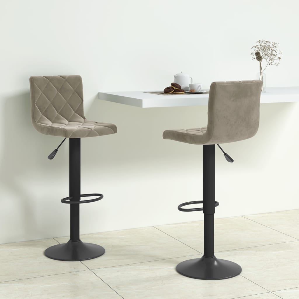  vidaXL Barhocker 2 Stk. Hellgrau Samt
