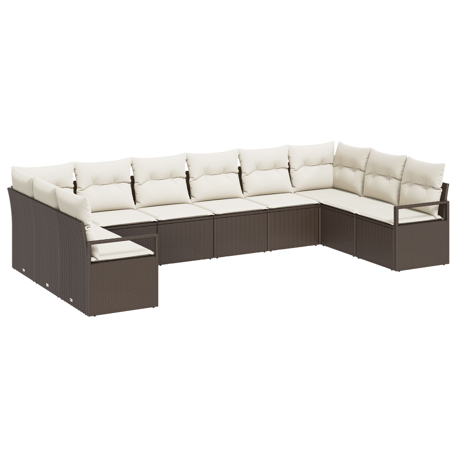 vidaXL 10-teilige Garten Sofa Set mit Kissen Braun Poly Rattan, vidaXL 2-Sitzer Garten Sofa mit Kissen Braun Poly Rattan