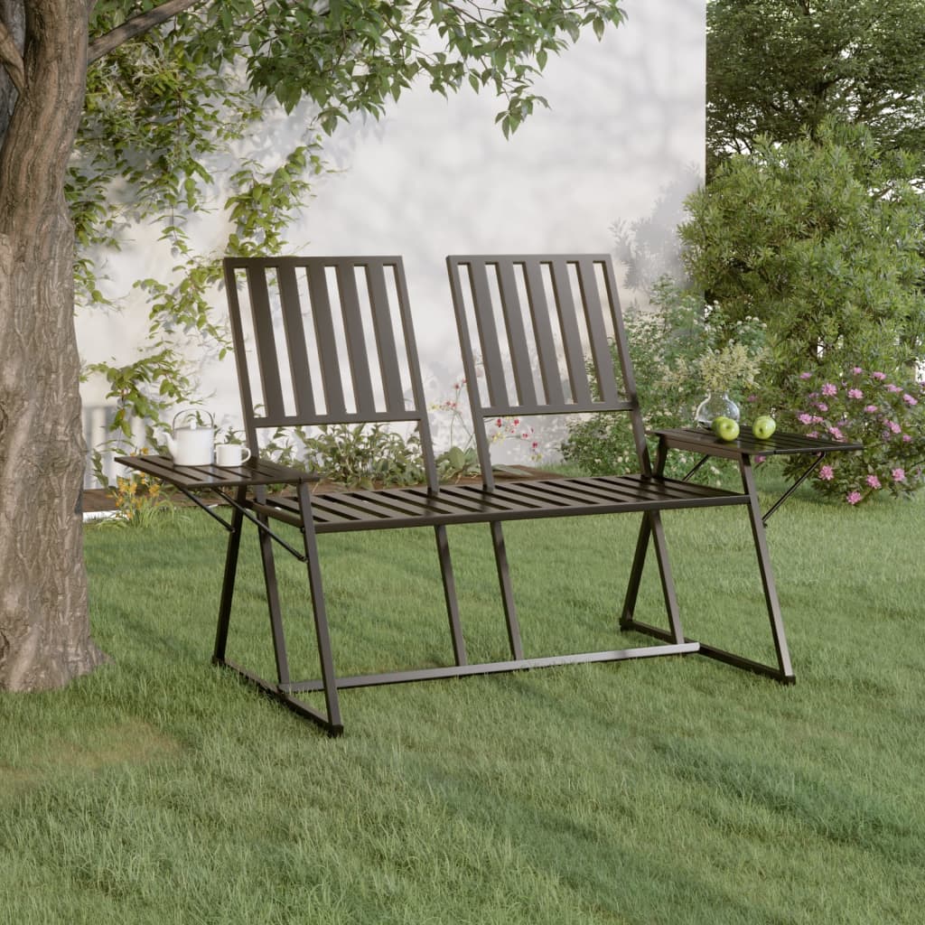 vidaXL 2-Sitzer-Gartenbank 165 cm Schwarz Stahl