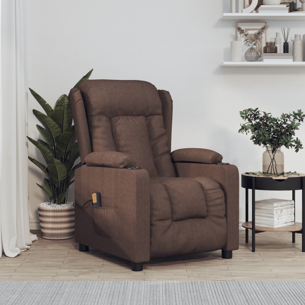 vidaXL Massagesessel Braun Stoff