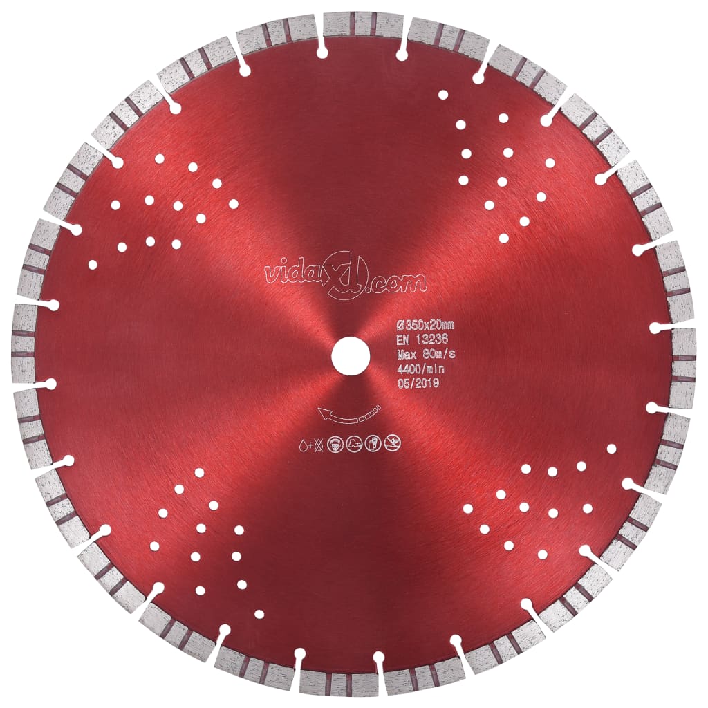 vidaXL Diamant-Trennscheibe mit Turbo und Löchern Stahl 350 mm