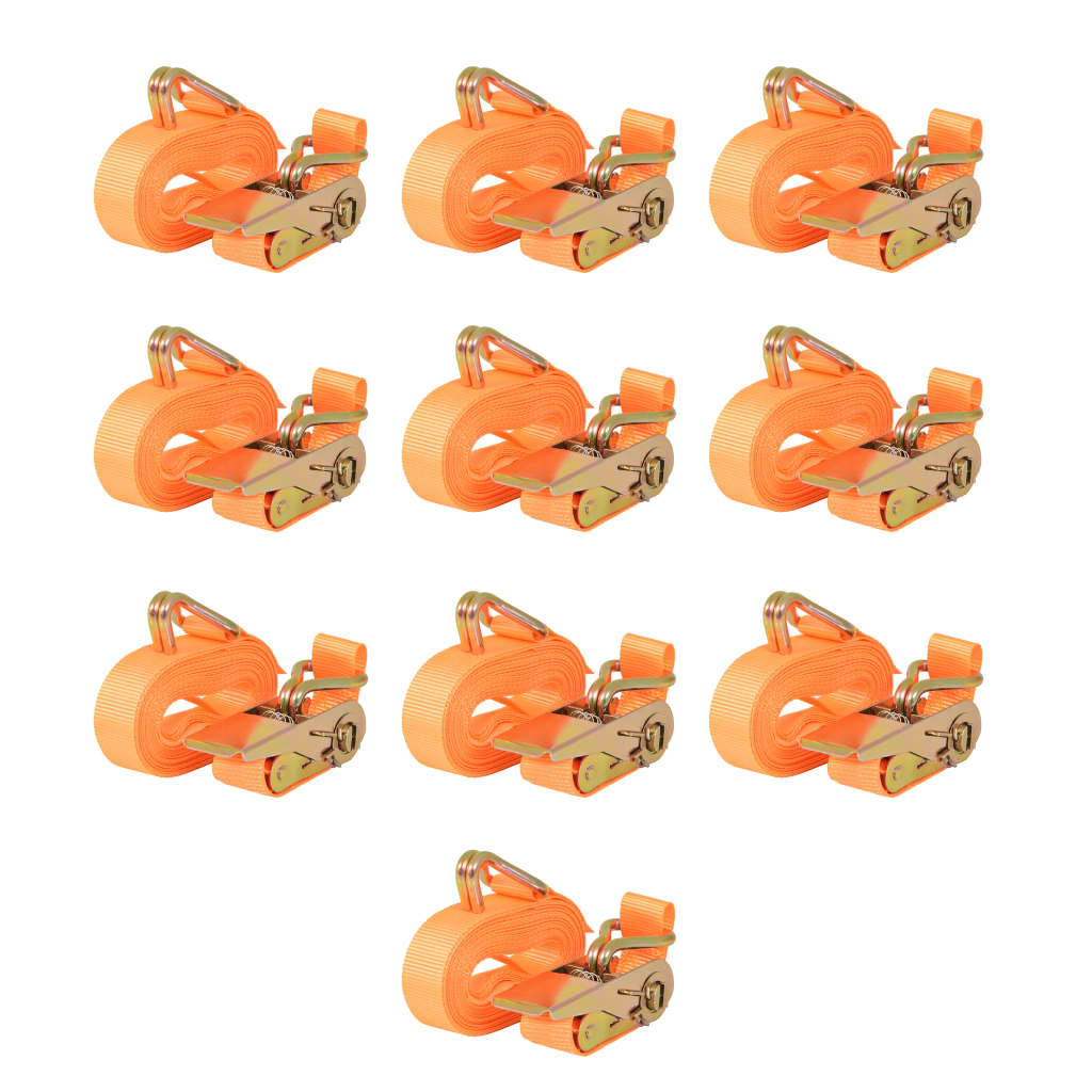 vidaXL Ratschen-Spanngurte 10 Stk. 0,4 Tonnen 6m×25 mm Orange