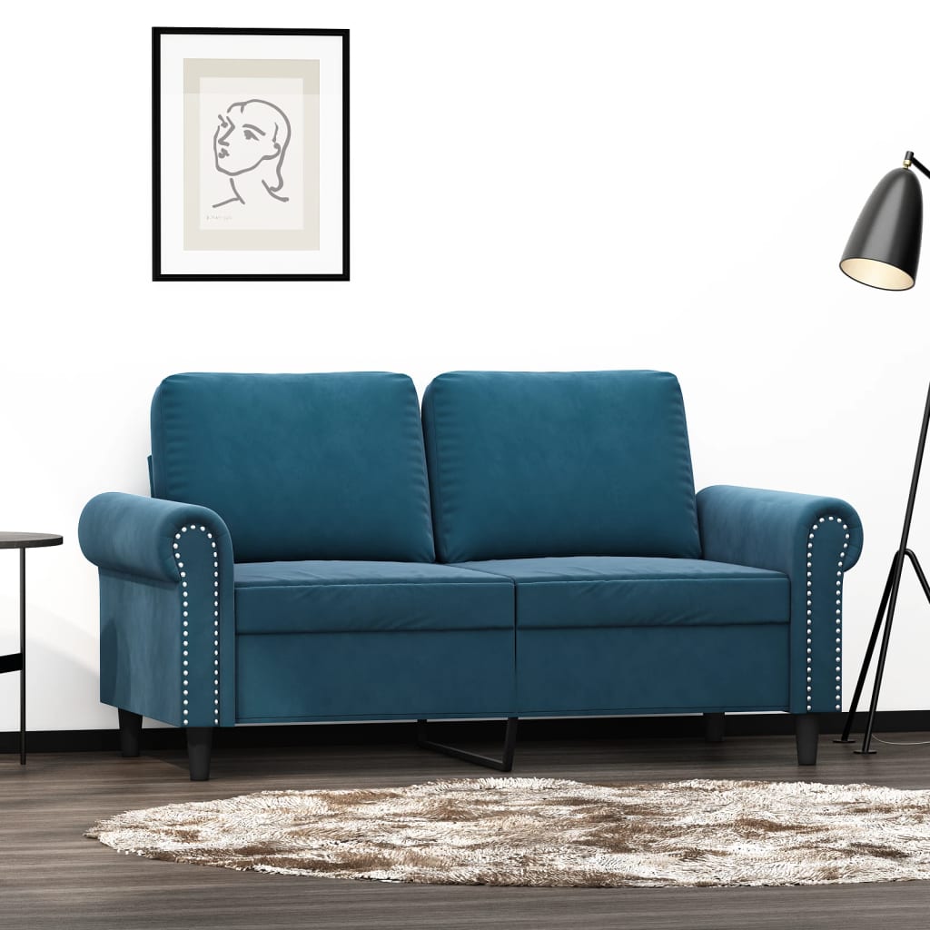 vidaXL 2-Sitzer-Sofa Blau 120 cm Samt