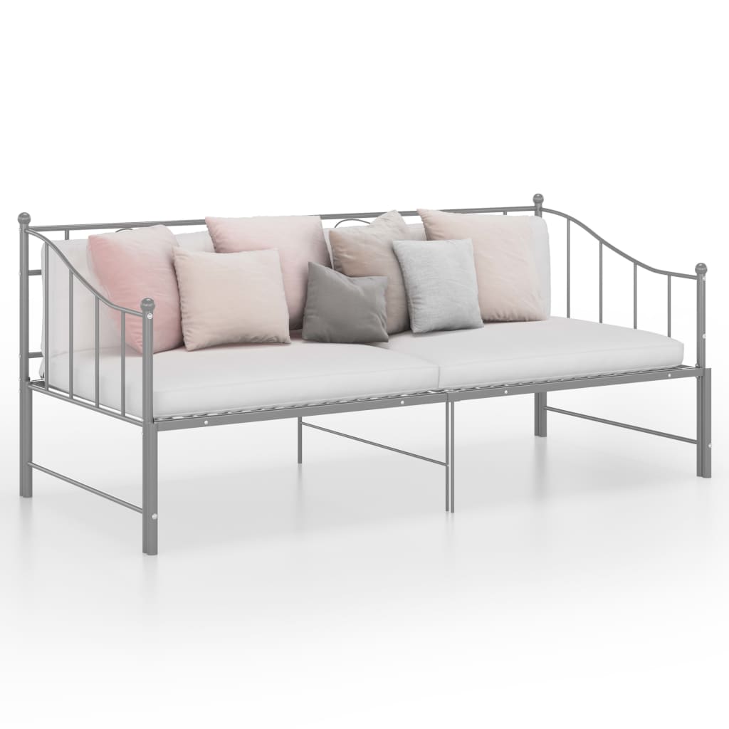 vidaXL Ausziehsofa Bettgestell Grau Metall 90x200 cm
