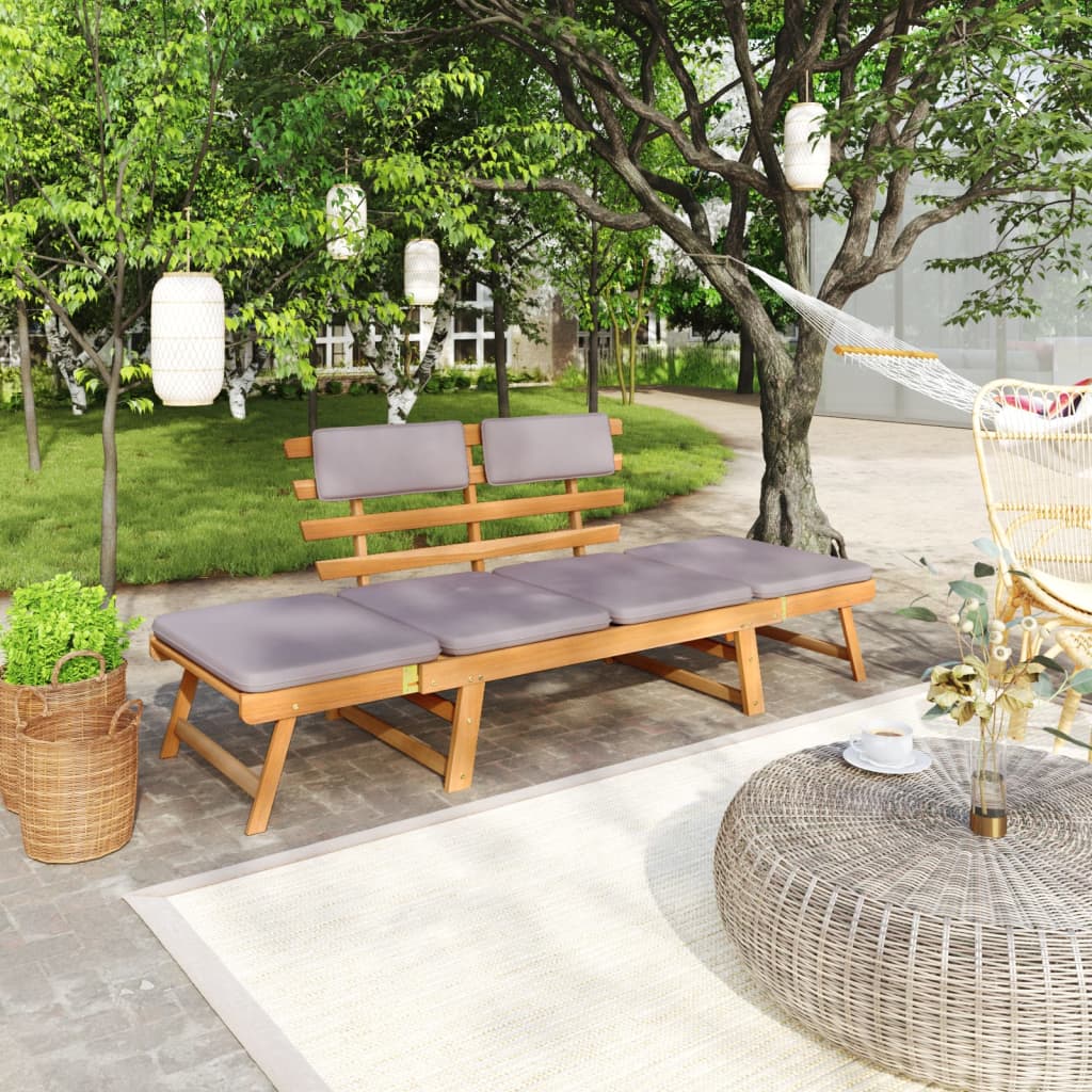 vidaXL 2-in-1 Gartenliege mit Auflage 190 cm Massivholz Akazie 
