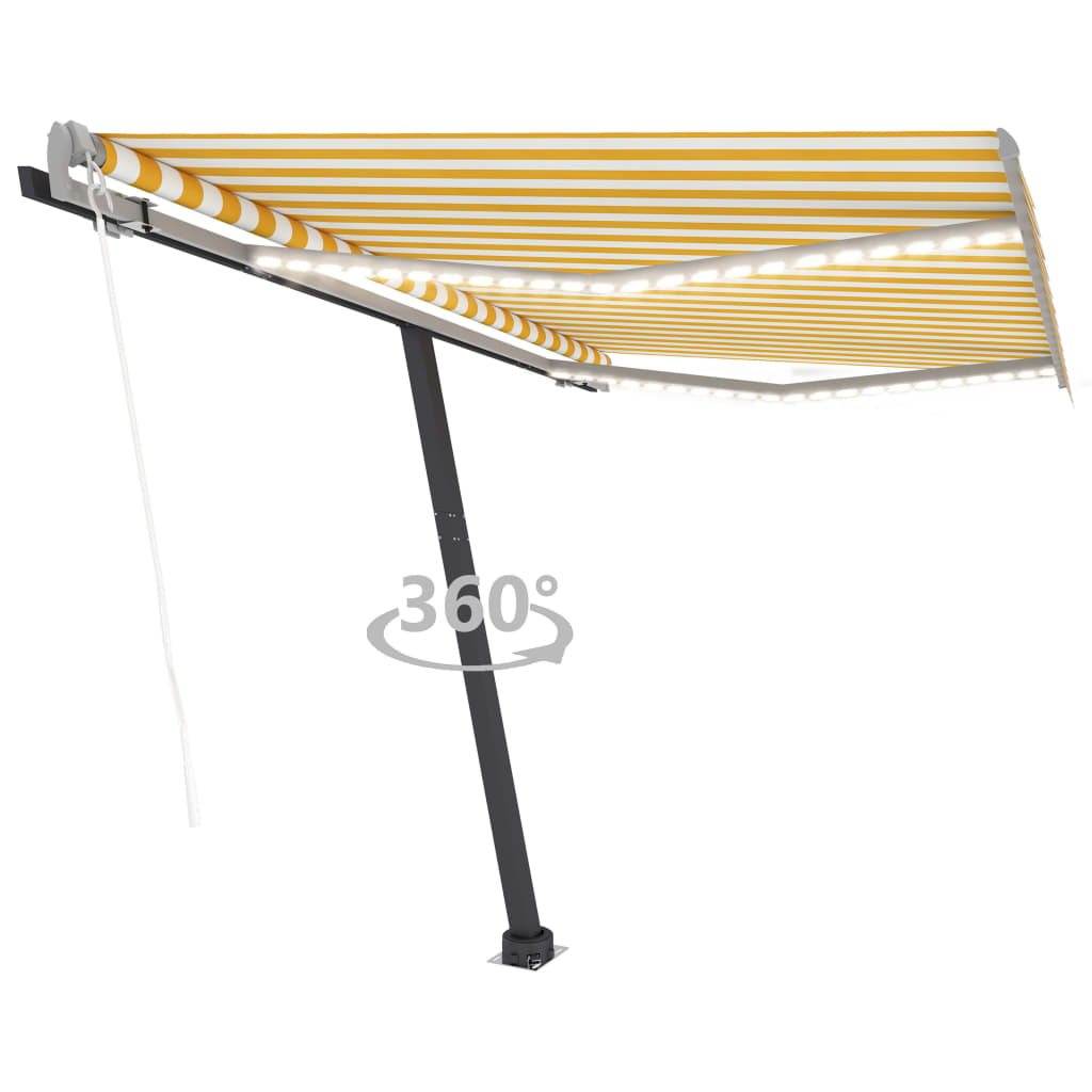 vidaXL Automatische Markise mit LED & Windsensor 300x250 cm Gelb/Weiß